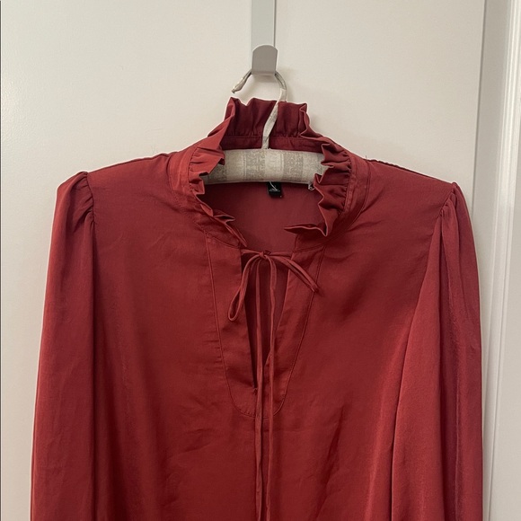 Banana Republic Deep Red Ruffle Blouse - Picture 3 of 8